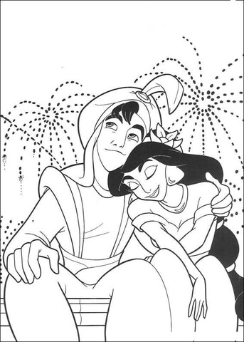 Fireworks from Aladdin Coloring Page