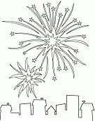 Fireworks For New Year In city Coloring Pages