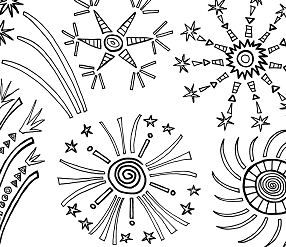 Fireworks For New Year Coloring Page