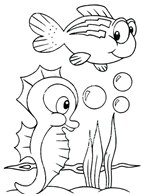 Fish and seahorse Coloring Pages