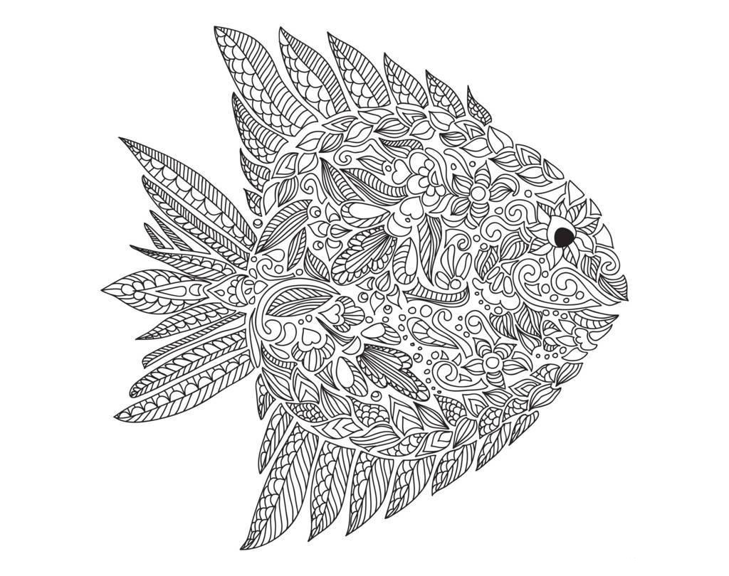 Fish Zentangle Coloring Page