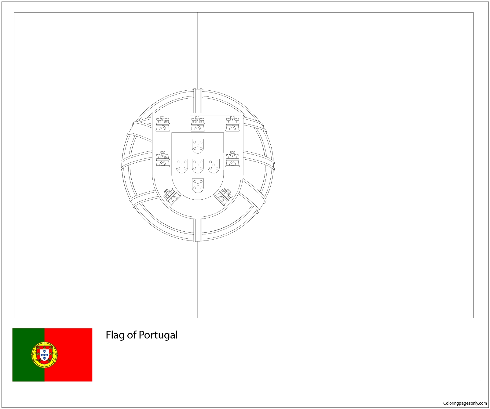 Раскраска Флаг Португалии-ЧМ-2018