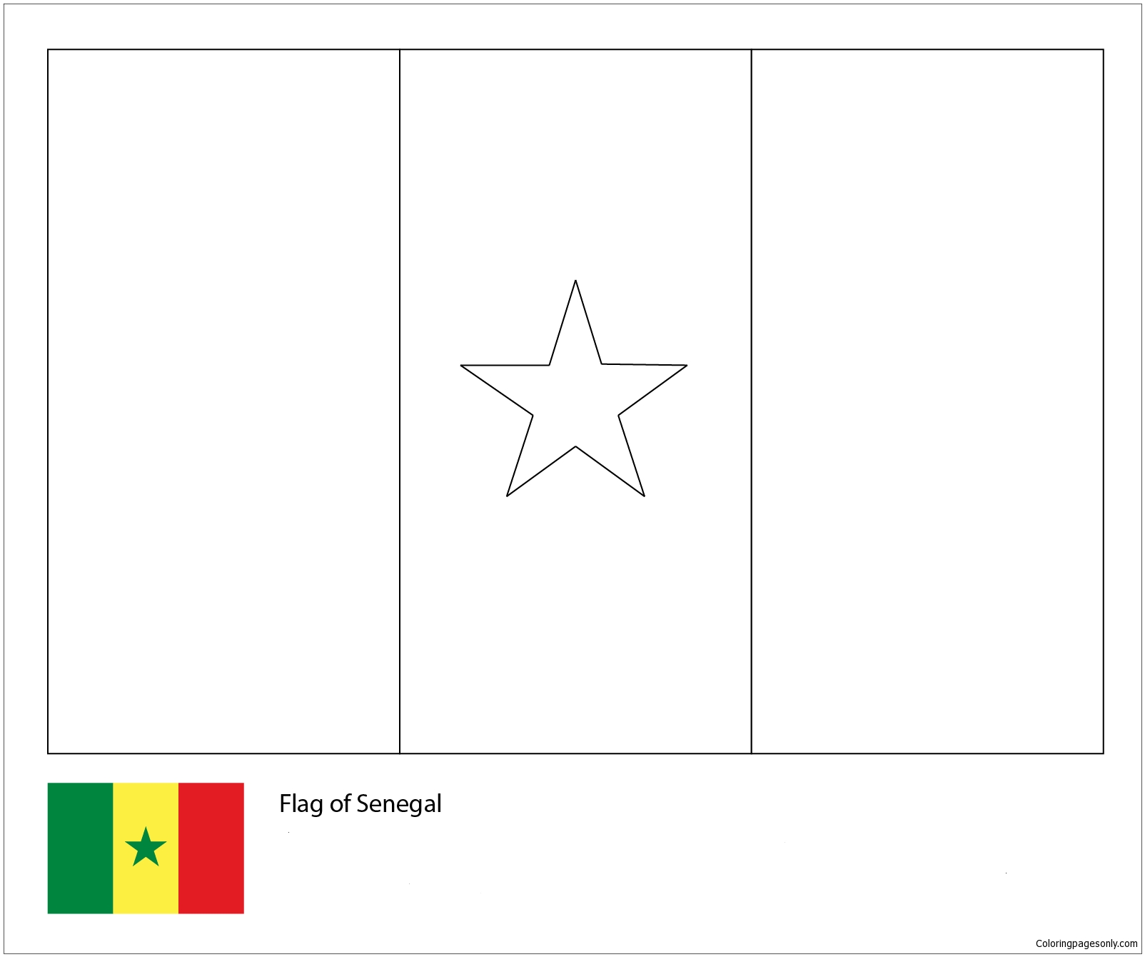 Флаг Сенегала раскраска