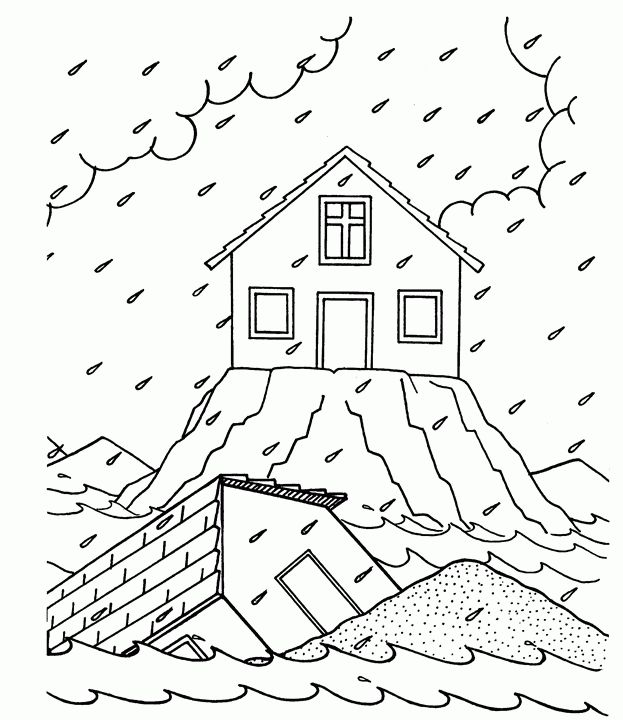 Floods swept away homes Coloring Page
