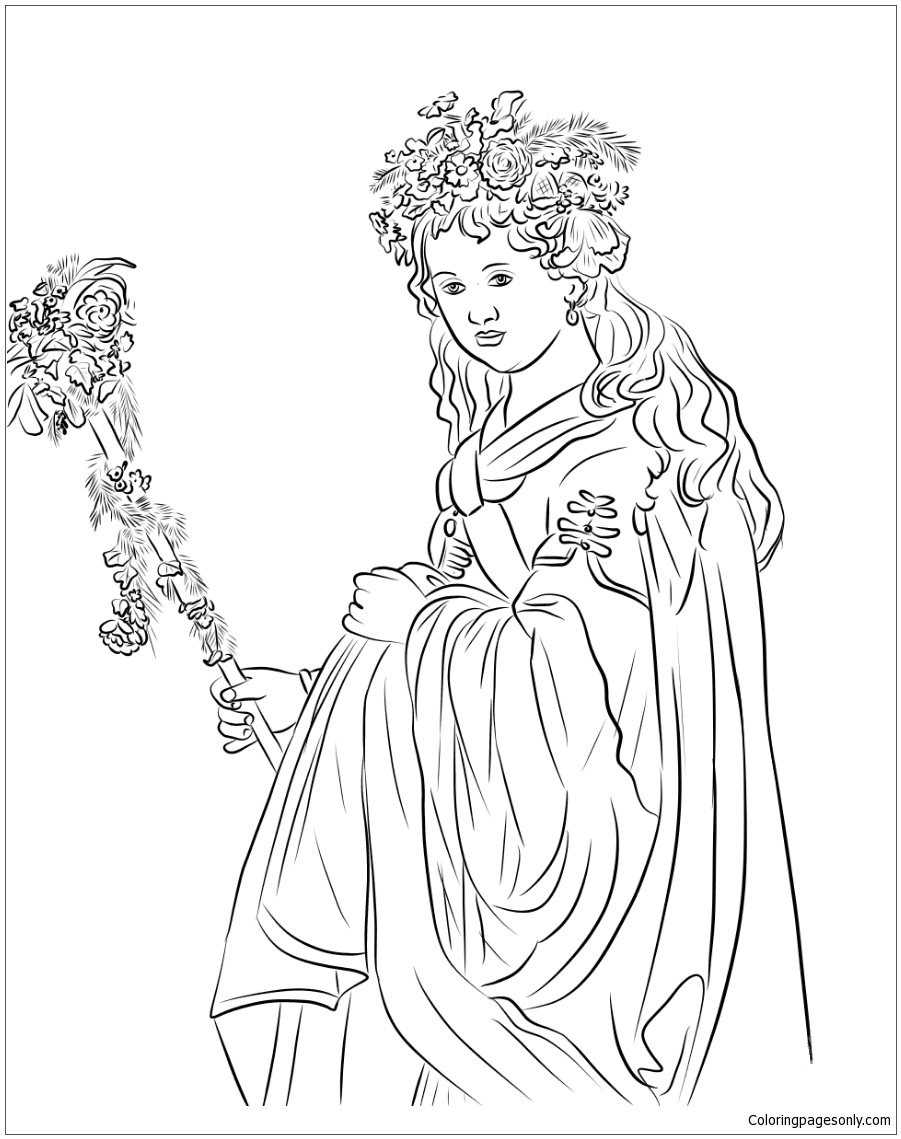 Flora By Rembrandt Coloring Page Free Coloring Pages Online