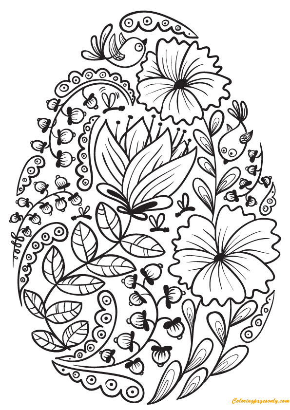 floral easter egg decorations coloring page  free coloring