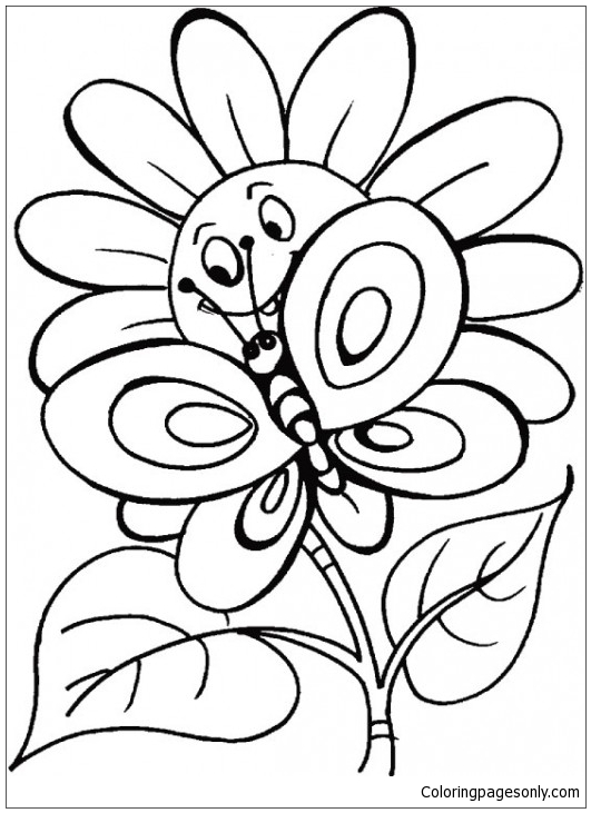 flower and butterfly coloring pages flower coloring pages coloring pages for kids and adults