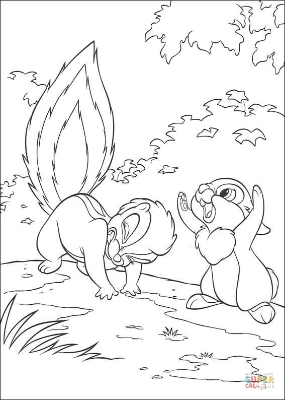 Flower And Thumper  From Bambi Coloring Pages