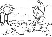 Flower garden care Coloring Page