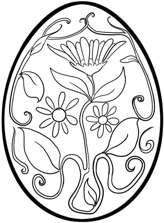 Flower Pattern Easter Egg Coloring Pages