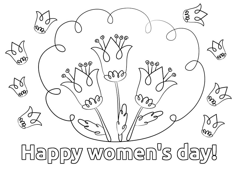 Flowers for Womens Day Coloring Page
