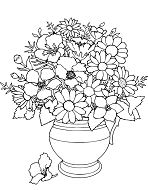 Flowers Kept in Pot Coloring Page