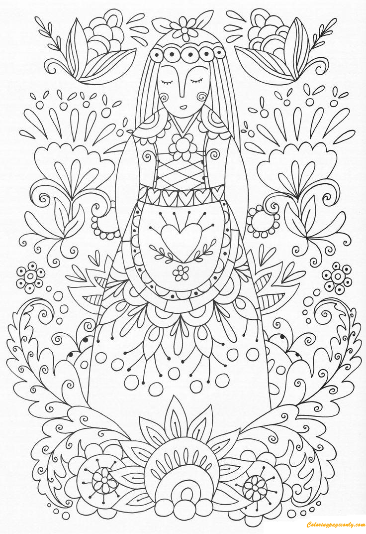 Flowers Woman Coloring Page