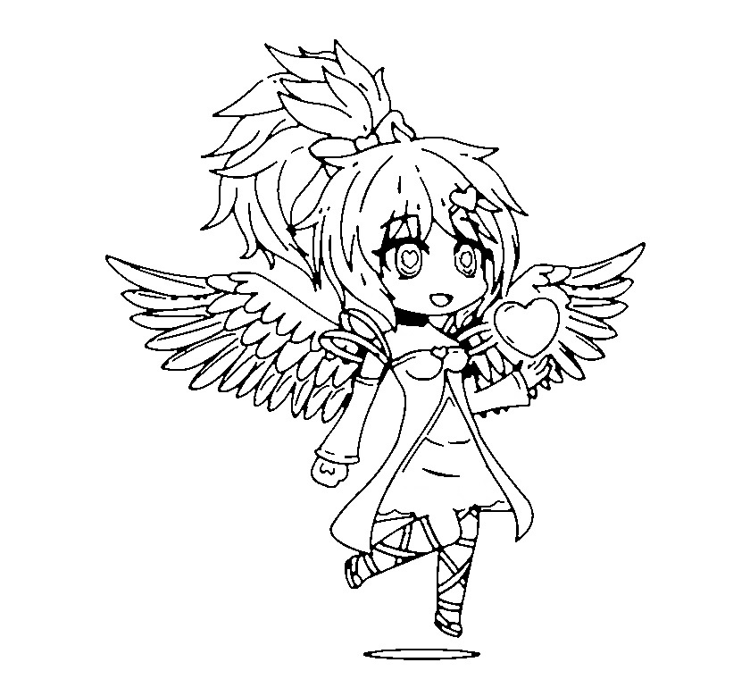 Flying Bad Girl with gold heart from Gacha Life