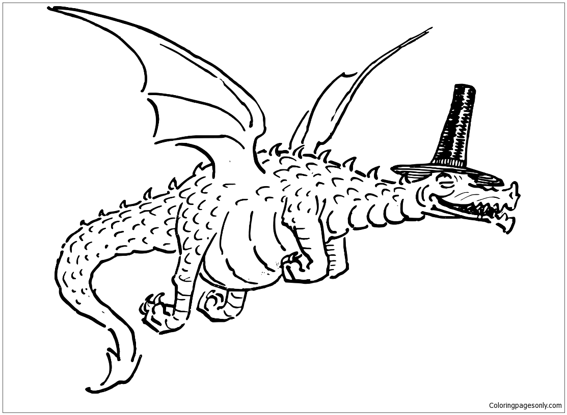 Fliegender Drache mit lustigem Hut von Dragon