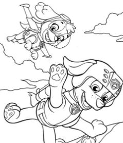 Flying Pups Coloring Page