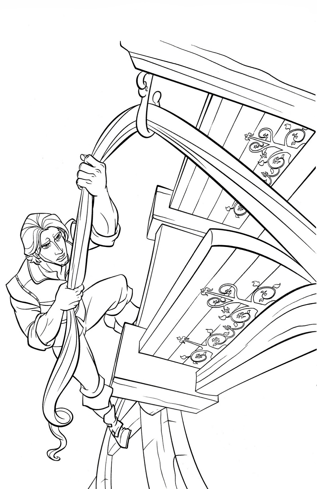 Flynn climbs the tower Coloring Page