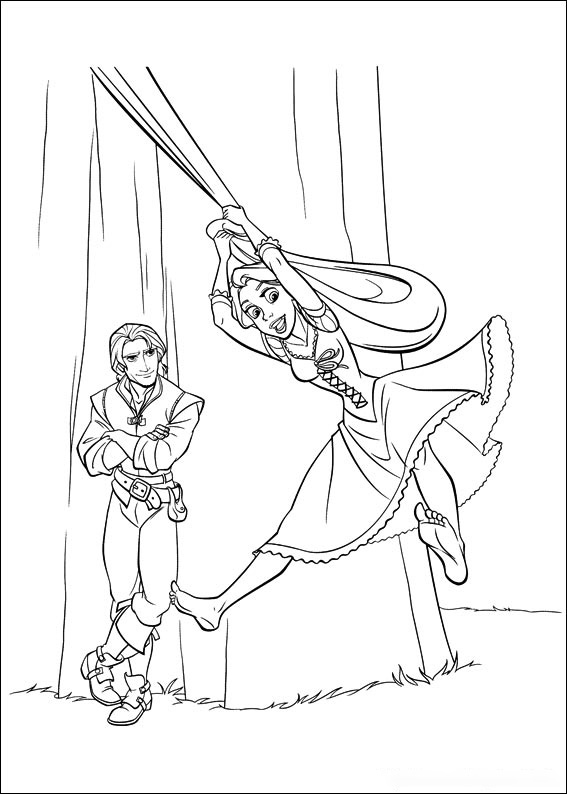 Flynn leans on the tree Coloring Pages