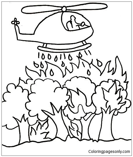 Forest Fire Coloring Page