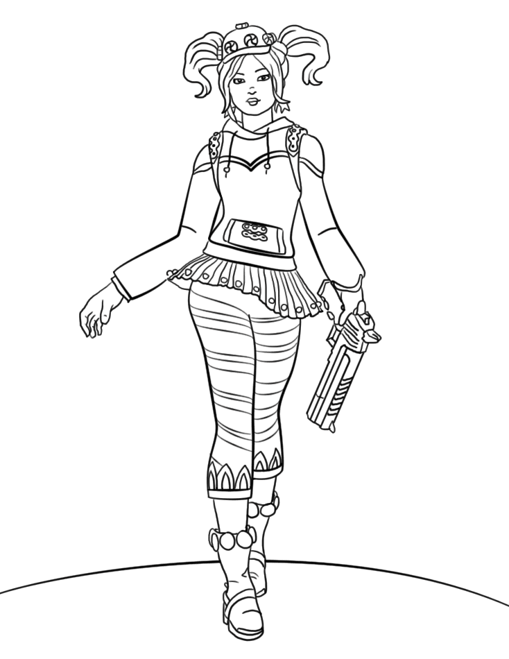 Fortnite Zoey Is Holding Hand Cannon Coloring Pages