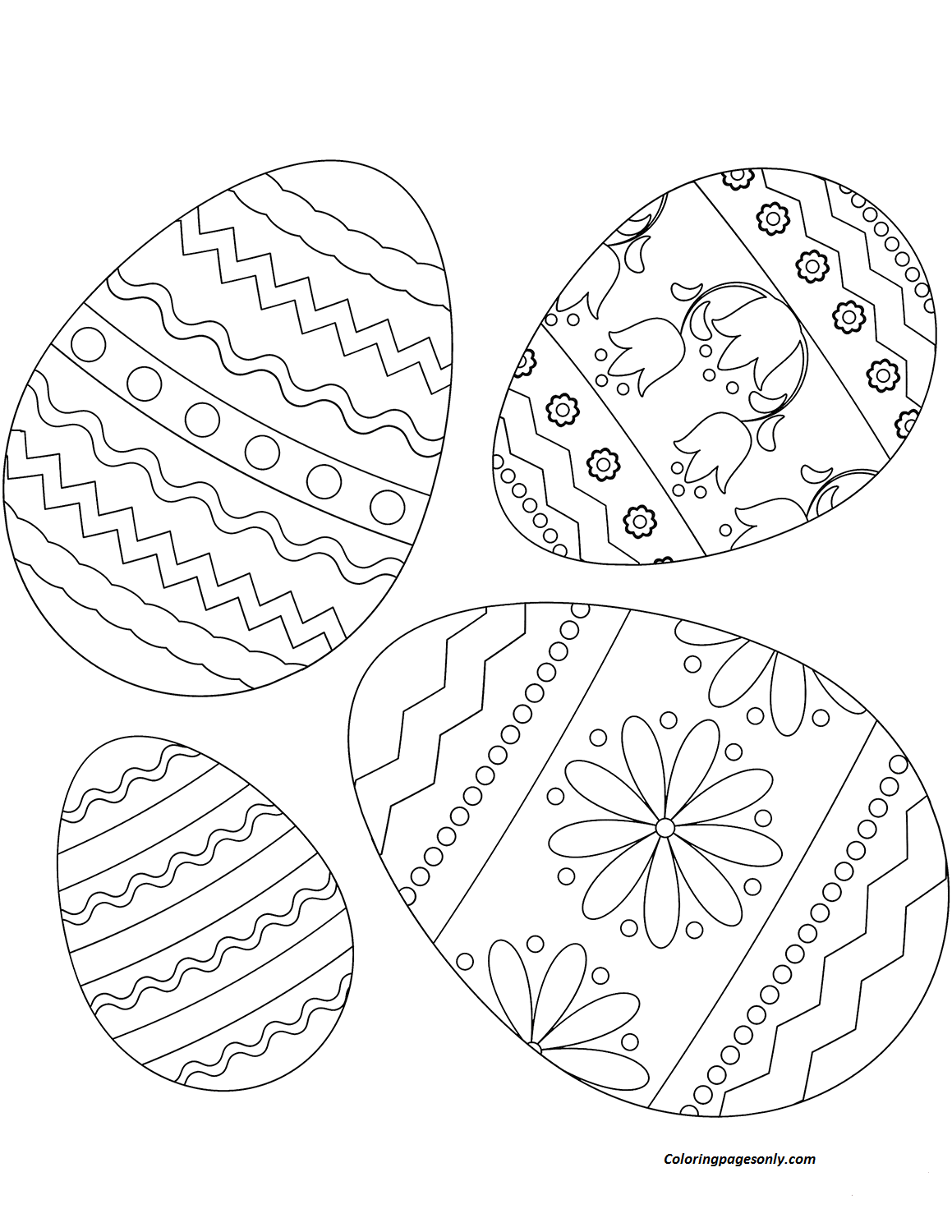 Download Four Easter Eggs coloring page Coloring Page - Free Coloring Pages Online