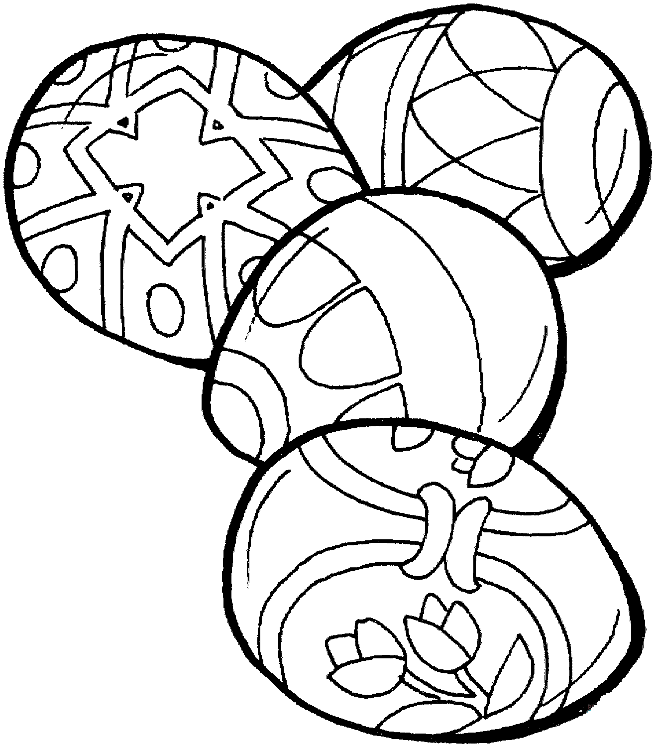 Four Easter Eggs Coloring Pages