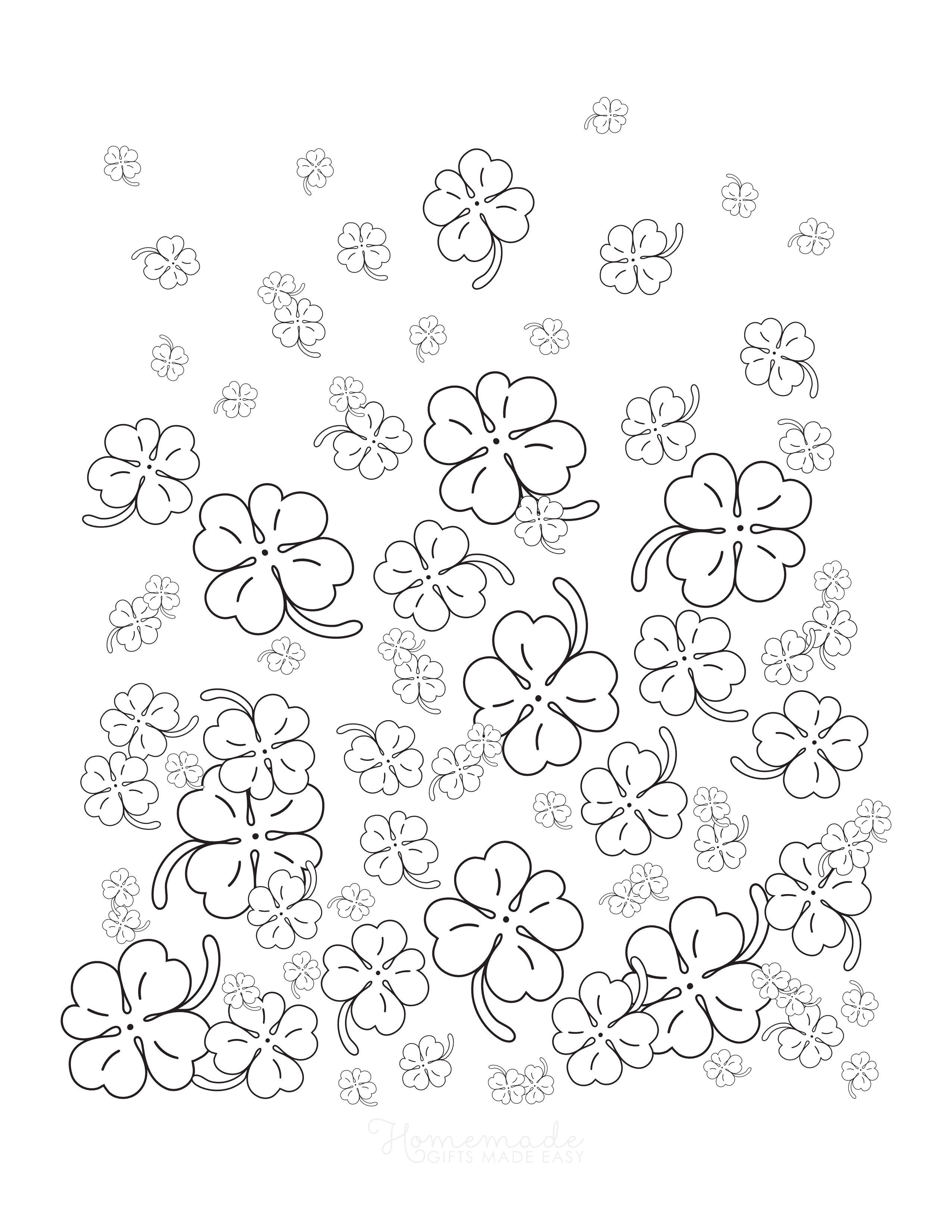 Desenho de trevo de quatro folhas para colorir