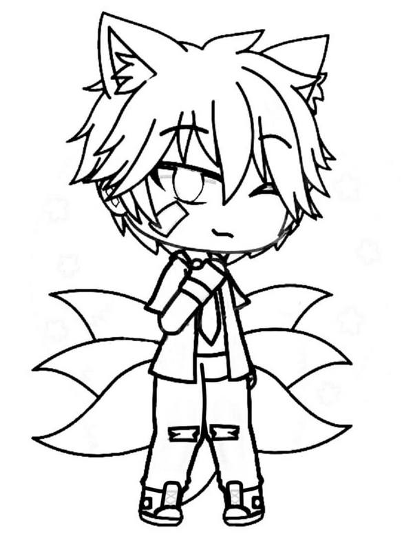 Fox boy with seven tails Coloring Pages - Gacha Life Coloring Pages
