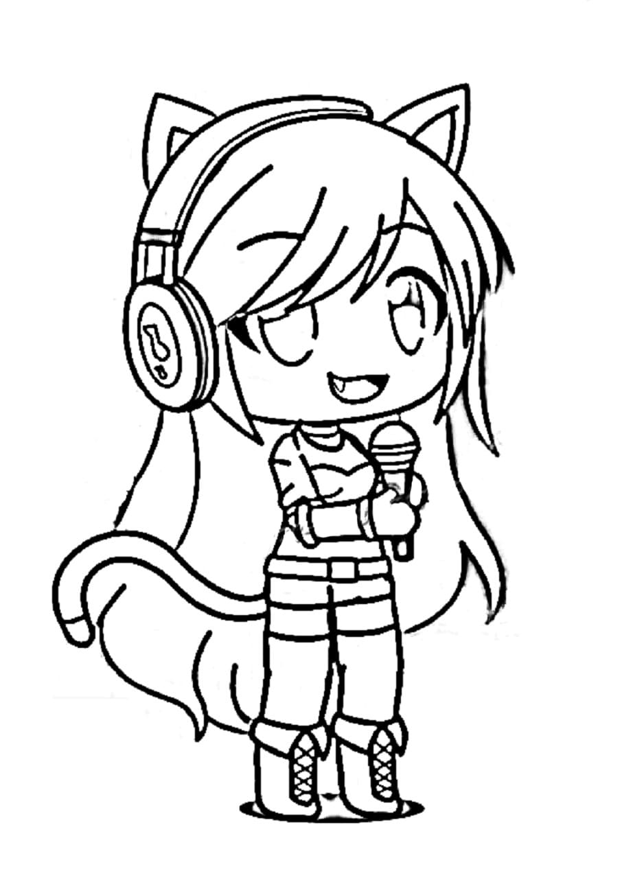 Fox girl is singing Coloring Pages   Gacha Life Coloring Pages ...