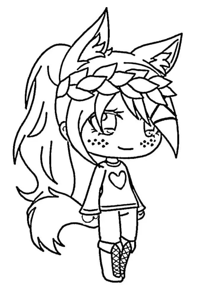 Девушка-лисица с веснушчатым лицом носит лавровый венок из Gacha Life