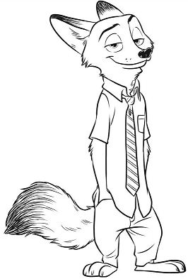 Fox Nick Wilde Coloring Page