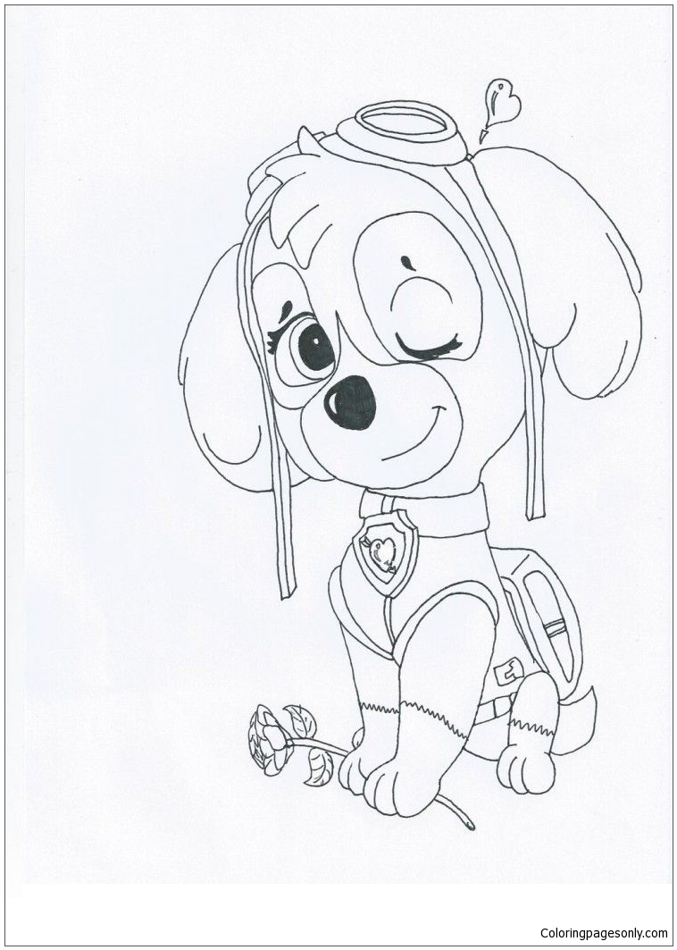 Dibujo para colorear del lindo rastreador de la Patrulla Canina - Dibujos  para colorear imprimir gratis