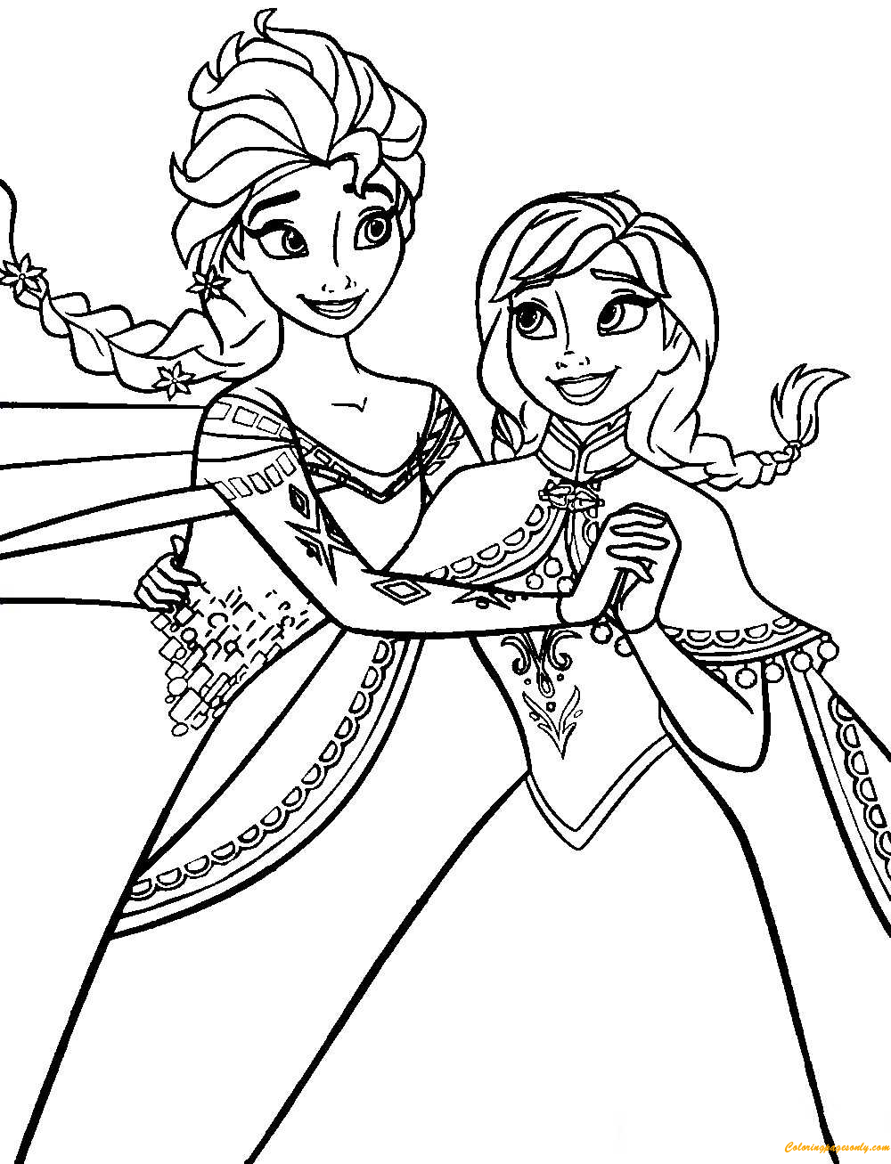 Coloriage La Reine Des Neiges Anna Et Elsa