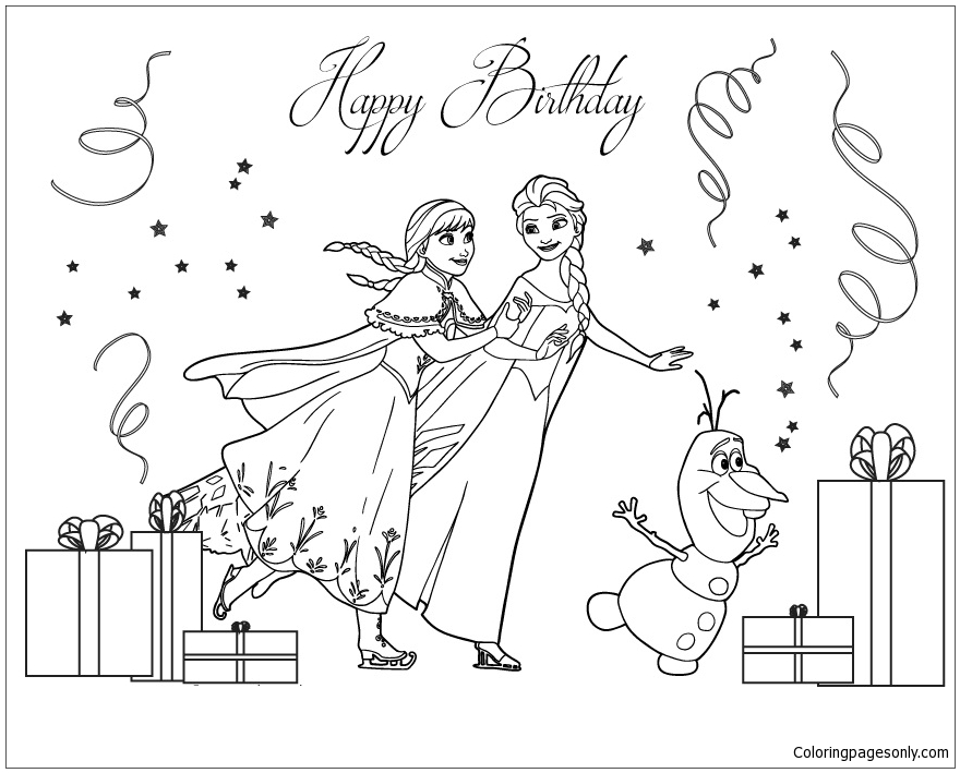 Frozen Cast Ice Skating Coloring Page