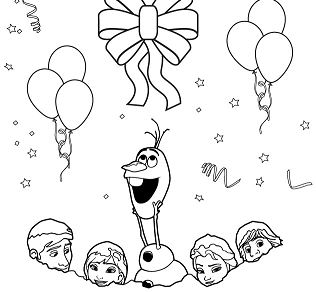 Frozen Characters In Snow Coloring Page