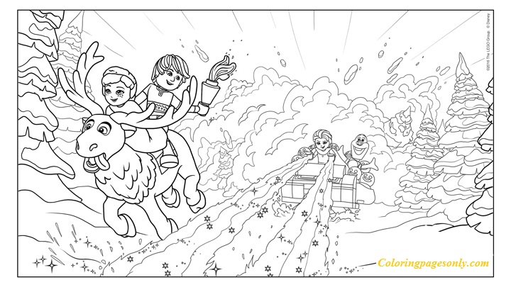 Frozen Northern Lights Avalanche Run Coloring Pages