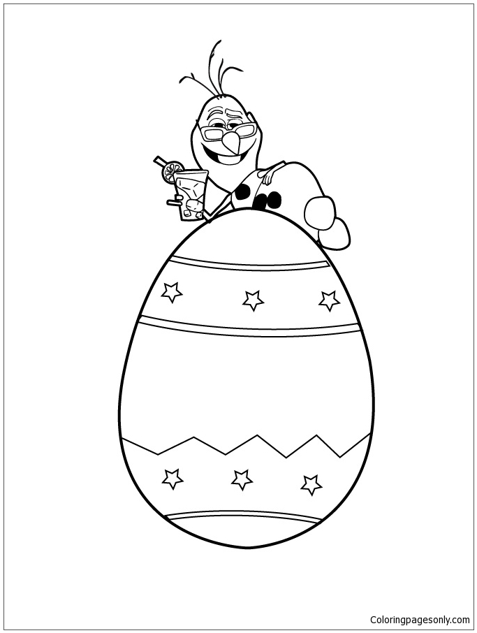 Bonhomme de neige congelé Olaf sur un œuf de Pâques d'Olaf
