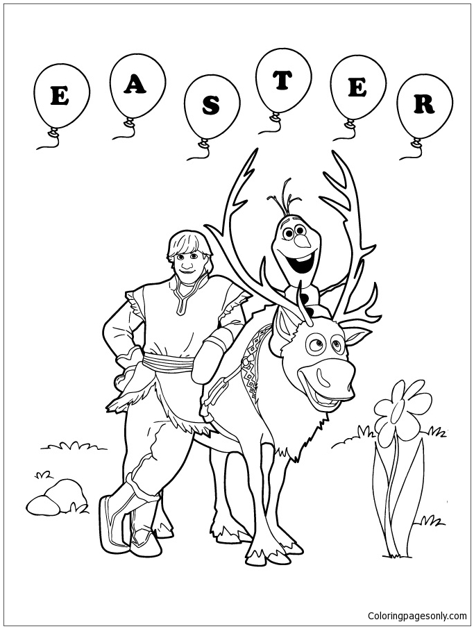 Frozen Sven Olaf And Kristoff Easter Coloring Pages