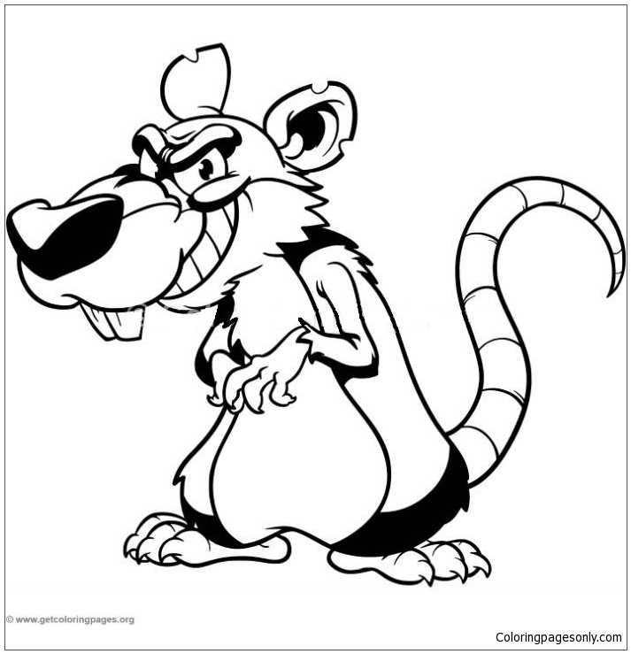 Página para colorear de rata de dibujos animados divertidos