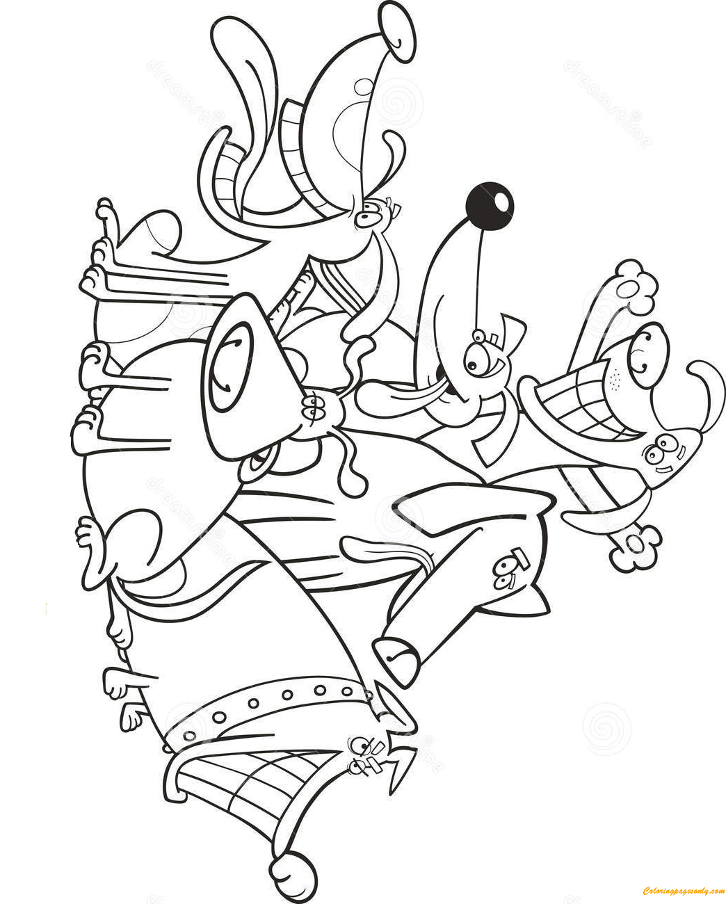 Funny Dogs Coloring Pages
