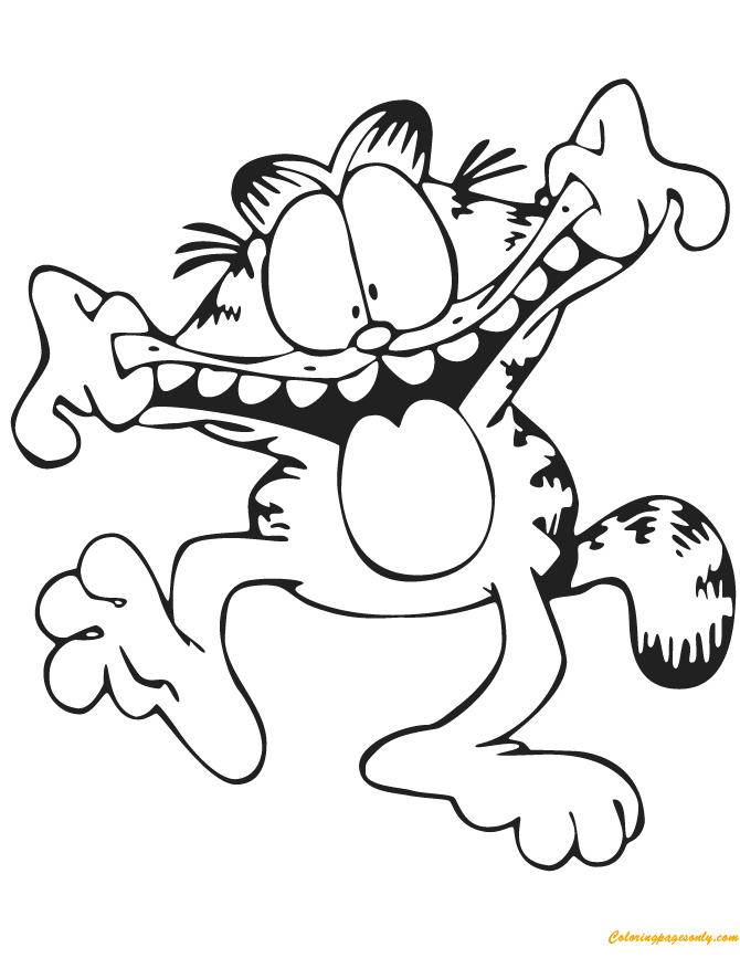 Desenho Engraçado do Garfield para Colorir