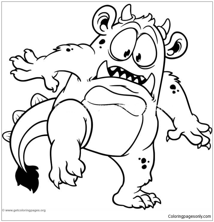 Funny Gray Monster Coloring Page - Free Printable Coloring Pages