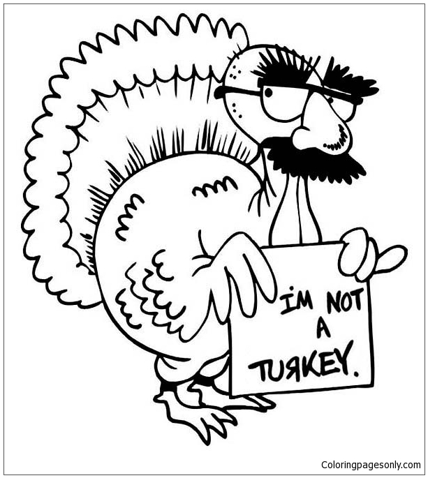 Раскраска Смешная индейка на День Благодарения