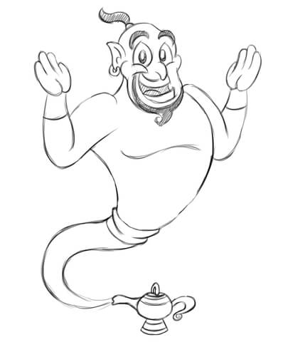 Genie from Aladdin Coloring Page