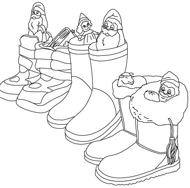 German Boots Filled With Gifts Coloring Pages