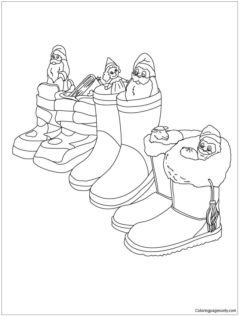 German Boots Filled With Gifts Coloring Pages