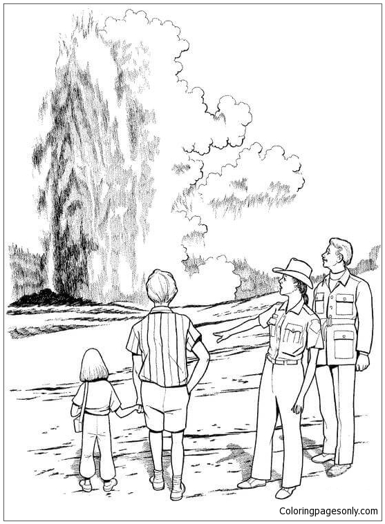 Geyser In Yellowstone National Park Coloring Page