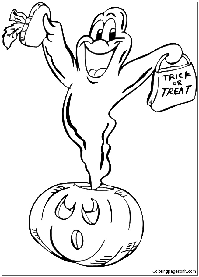 Ghost In A Pumpkin Coloring Pages - Halloween Coloring Pages - Coloring