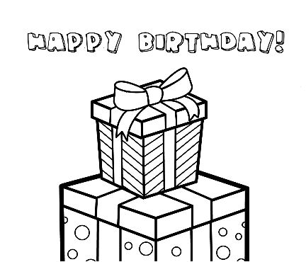 Gift Boxes for Birthday – Happy birthday Coloring Page