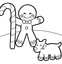 Gingerbread Man And A Cookie Dog Coloring Pages